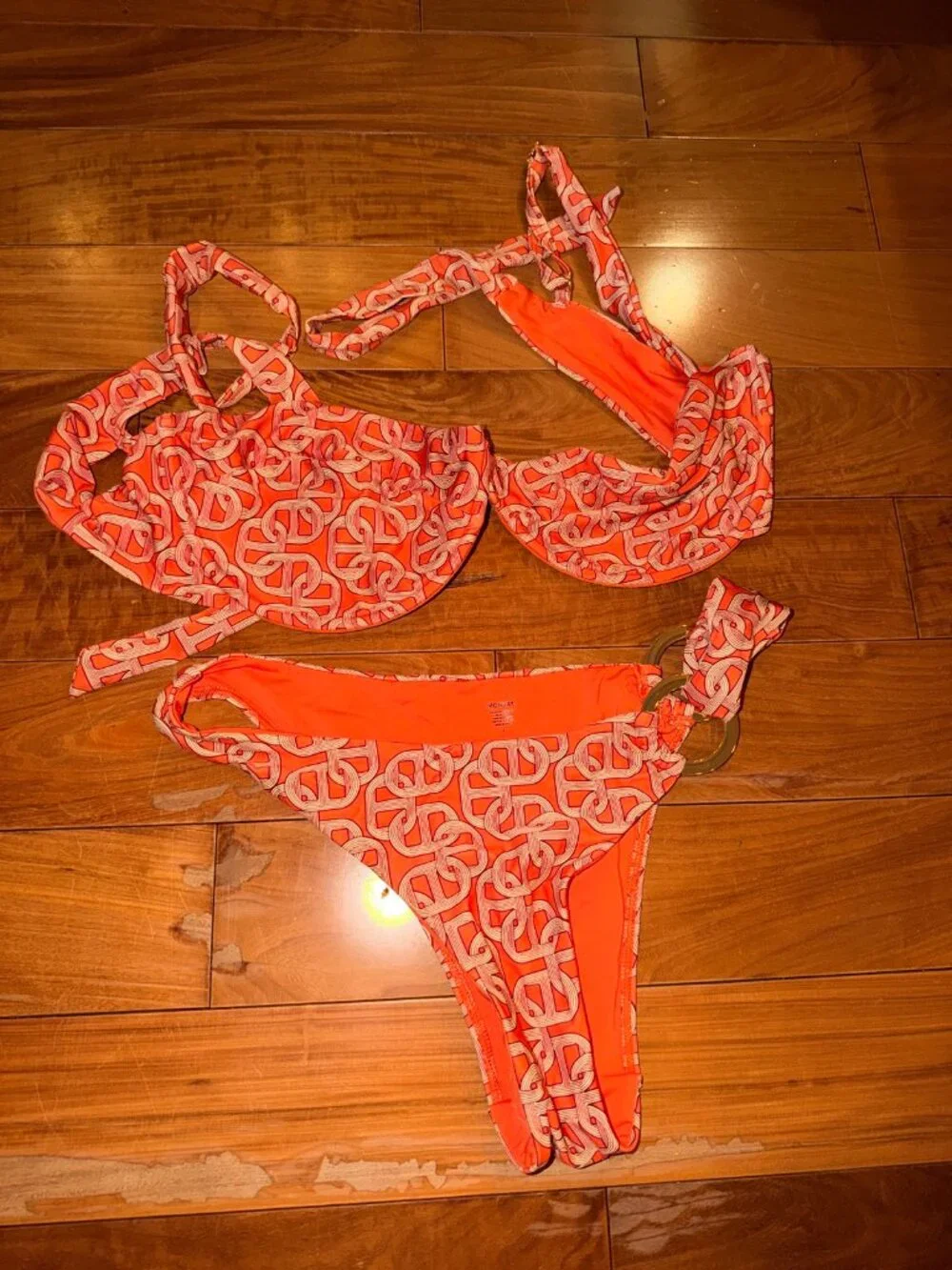 Monday Swimwear Orange Chain Link Bikini Set